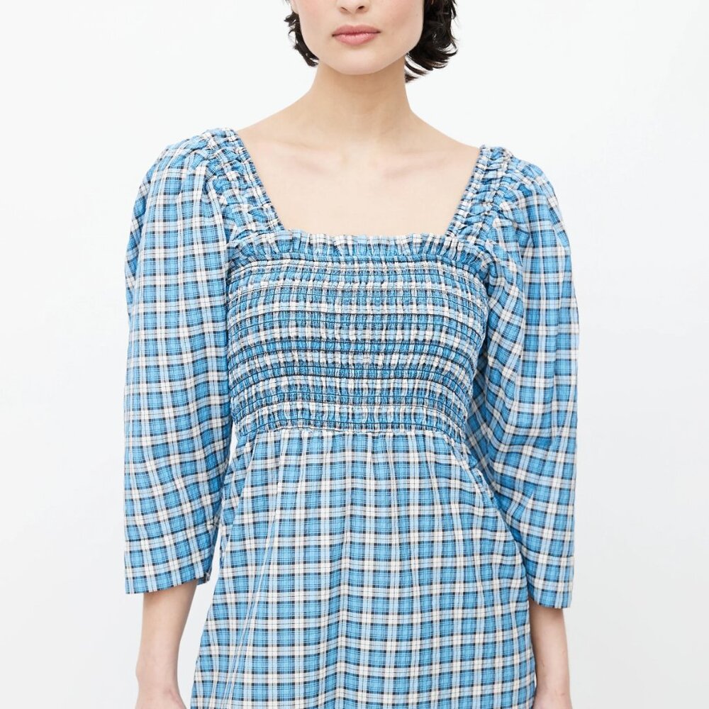 Ganni designer Blue Plaid Women's Dress - Picture 1 of 9